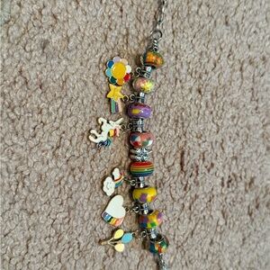 Colorful Charm Bracelet with Rainbow Beads